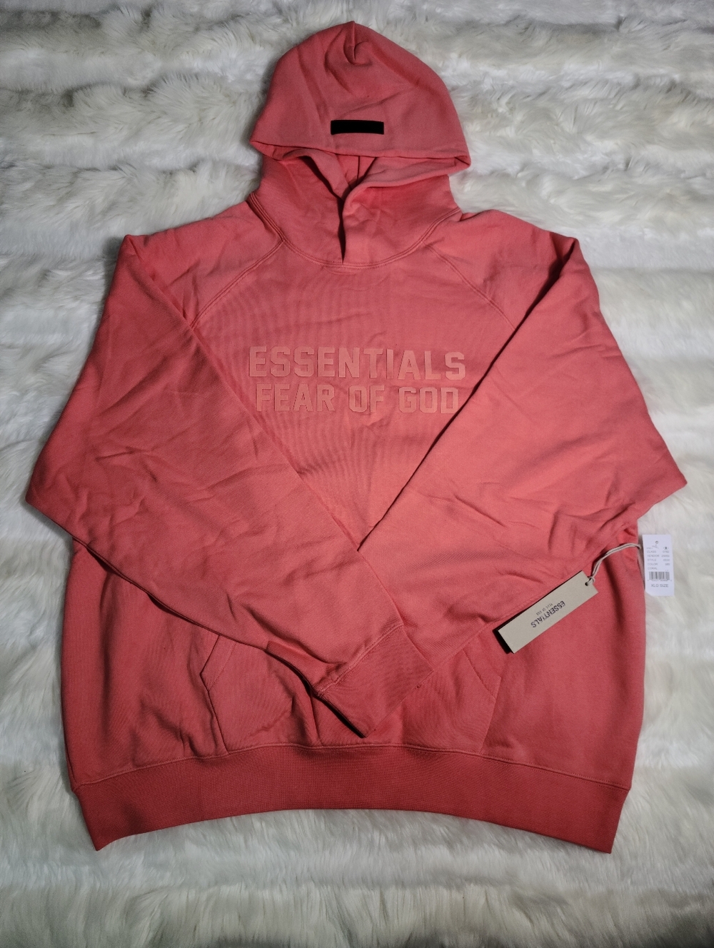 Fear of God Essentials Hoodie Pullover Coral Men X-Large NEW
